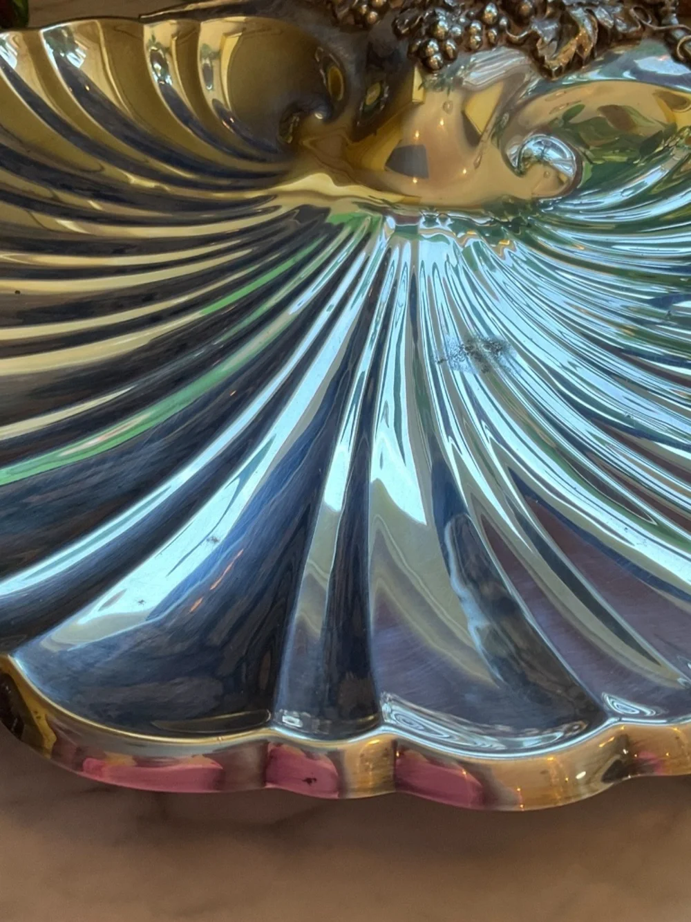 Reed and Barton Silverplate shell server, 16” wide x15” from top to bottom